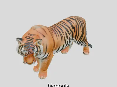 Realistic Bengal Tiger 3D Model High Detail Low-poly 3D model