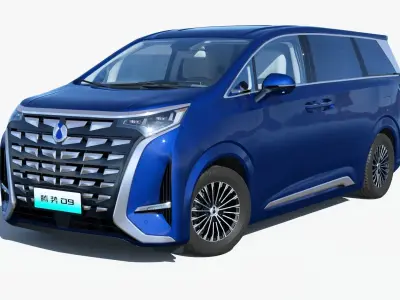 Denza D9 DM-i 2023 With interior TengShi auto Low-poly 3D model