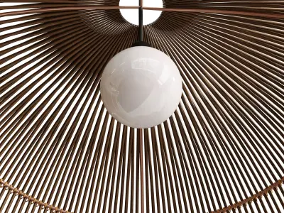 Nordic Chandelier Bamboo Hanging Lamps 3D model