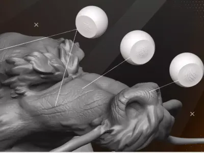 Reptile and Dragon Skin Alphas to use in ZBrush 3D model