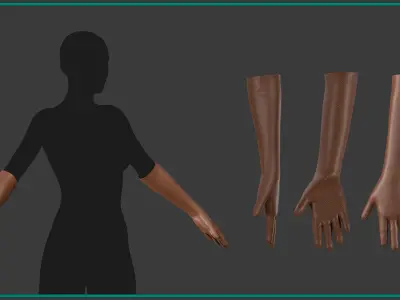 12 female glove Low-poly 3D model