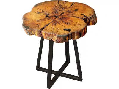 Wooden coffee side table made of Slab wood in Rustic Eco Loft  3D model