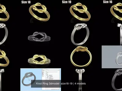 Knot Ring 3dmodel  size16-19 3D Model Pack