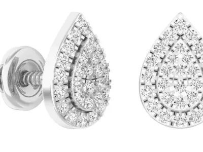AV 307 Diamond Ladies Pear Shaped Stud Earrings 3D print model