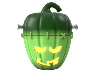 frankenstein halloween pumpkin Low-poly 3D model