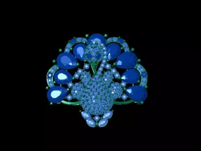 Peacock Brooch  3D print model