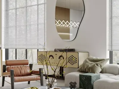 Modern living room dining room interior scenes 224 3D model