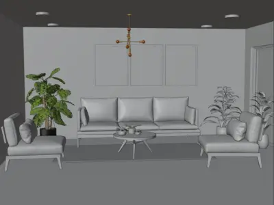 Modern Minimalist Living Room Interior Scenes 3D model