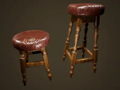 Bar Chairs - PBR Game Ready Low-poly 3D model