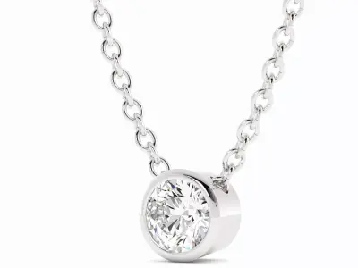 Classic Round Diamond Necklace Bezel Set Necklace 3D print model