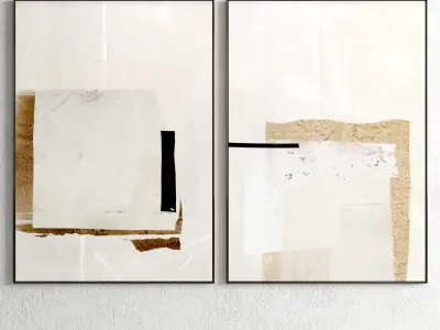 Plaster Two Photo Frame E-51 Low-poly 3D model