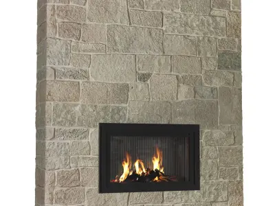 Fireplace in Country style Rustic Fireplace Mantel 3D model