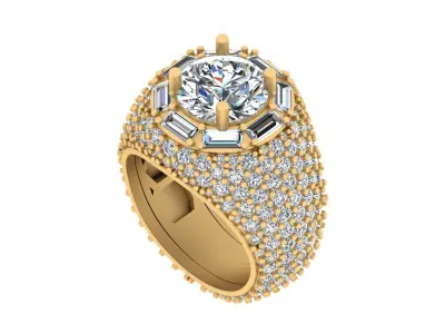 Luxury Diamond-Encrusted Cocktail Ring  3D print model