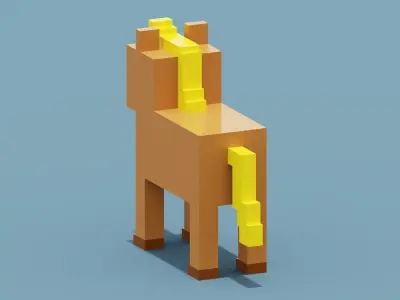 Voxel Horse Low-poly 3D model