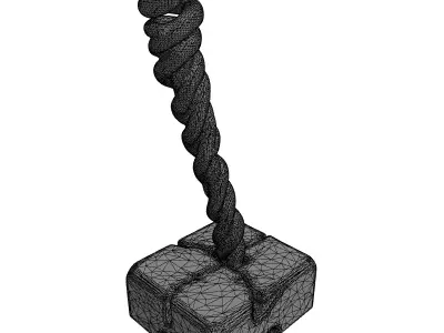 Abstract Growth Concrete Sculpture Low-poly 3D model