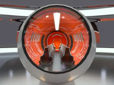 Futuristic Hyperloop Transportation Capsule Free 3D model
