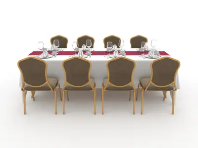 Banquet Table and Chair 91 3D model