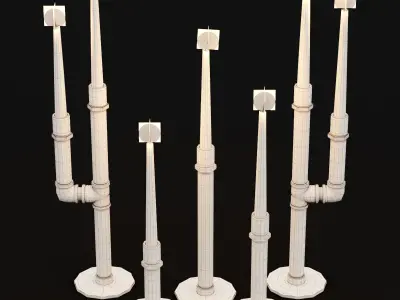 Candlestick set 5 four candlesticks - four candlesticks 3D model