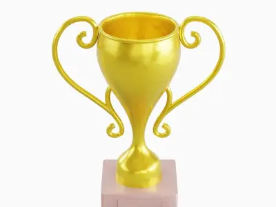 Gold Trophy Cup 02 Low-poly 3D model