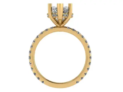 marquise solitaire under halo ring  with half way shank  3D print model
