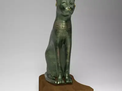 Bastet Realistic egyptian cat statue 3D model