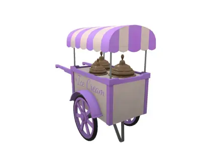 Ice Cream Cart Low-poly 3D model