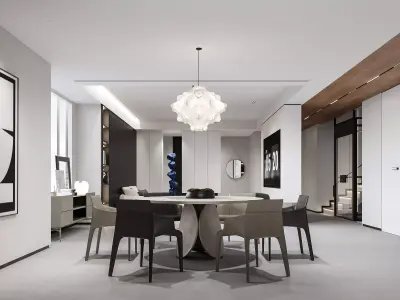 Modern living room dining room interior scenes 355 3D model