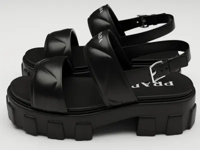 Sandals Prada Quilted black Low-poly 3D model