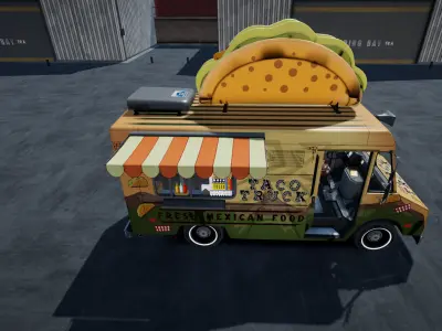 Taco food truck unity asset Low-poly 3D model