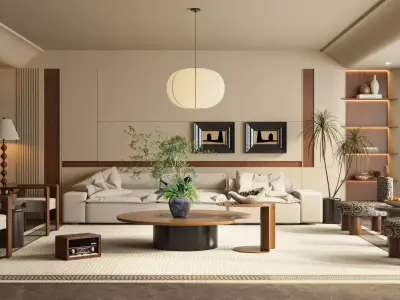 Modern living room 3D model  3D model