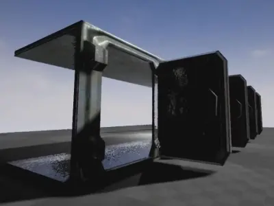 Door component 1 rigged and animated Free low-poly 3D model