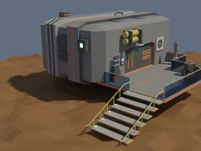Low Poly Cartoony Sci Fi Building Low-poly 3D model