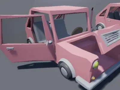 Low Poly Cartoon Style Car Low-poly 3D model