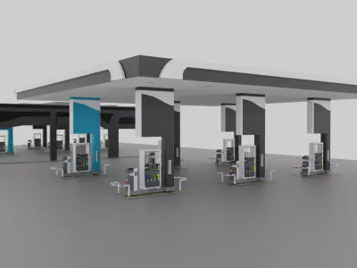 Gas Station Low-poly 3D model get