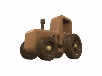 Wooden tractor toy 10 Free 3D model