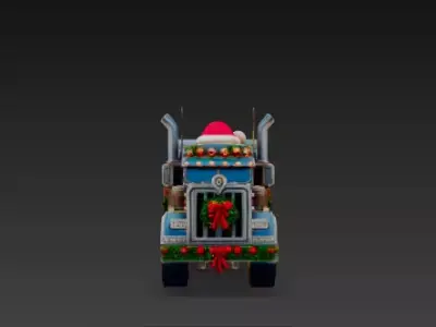 3D Holiday Truck Winter Christmas Scene 3D print model by qamqaam
