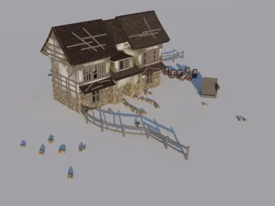 Medieval House Free low-poly 3D model 2