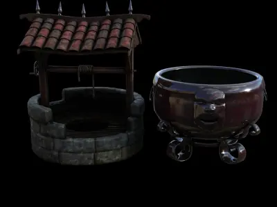 cauldron well Low-poly 3D model