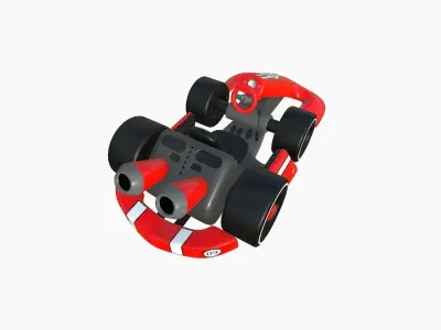 Cartoon Kart D01 Red - Vehicle Racing Design Low-poly 3D model