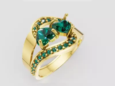 3D GOLD  DIAMOUND RING  3D print model