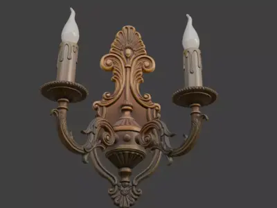 Ornate Antique Wall Sconce Lamp 3D Model 3D model