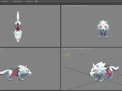 Cartoon Icefield Wolf Mount - white wolf Low-poly 3D model