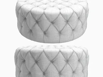 Round Tufted Cocktail Ottoman Low-poly 3D model