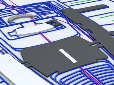 Guangzhou Baiyun CAN Airport Roads Buildings and Public Trans 3D model