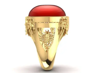 Luxury Oval Gem Dragon Side Ring for Men 1585 3D print model