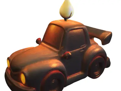 Cartoon Sports Car with Candle Low-poly 3D model