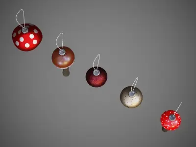  Christmas tree toys - mushrooms 3D model