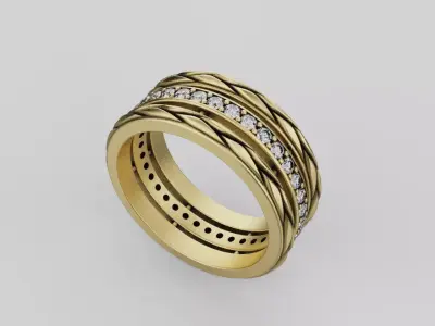 Gold Ring with Stones 3D print model