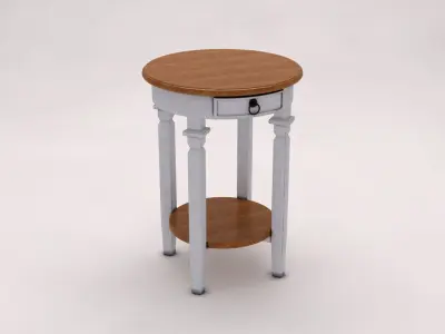 SIDE TABLE---Double round support with a drawer 3D model