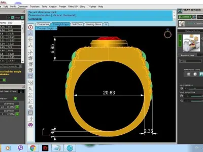 Luxury Gold Men Ring with Emerald Center Stone 171 3D print model